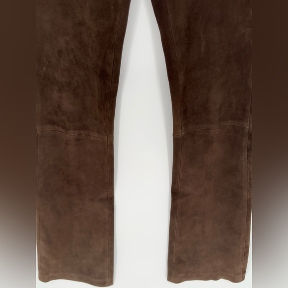 Kobi Halperin Joelle High-Rise Leather Suede Flare Pants Chocolate Brown 2 - Picture 8 of 12